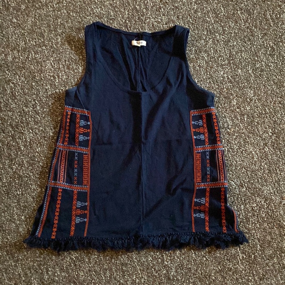 Navy Madewell Embroidered Tank Top Size S